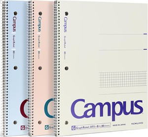 Kokuyo Campus Graph Ruled Spiral Notebook 3-Pack 10.5 in. x 8 in. - main view