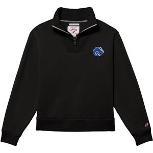 Boise State Women 1/4 Zip Logo Left Chest by League Collegiate Wear - black (SKU: 13438937531) Boise State Women 1/4 Zip Logo Left Chest by League Collegiate Wear - black