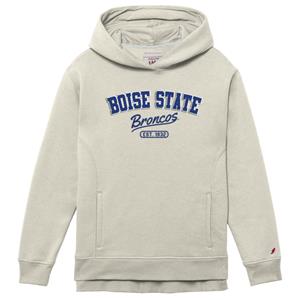 Image of Boise State Women’s Hoodie, Arched Wordmark over Broncos by League Collegiate Wear, Oatmeal