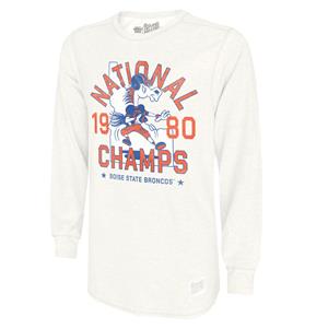 Boise State Vintage White Crewneck Sweatshirt, 1980 National Champs Throwback by Retro Brand