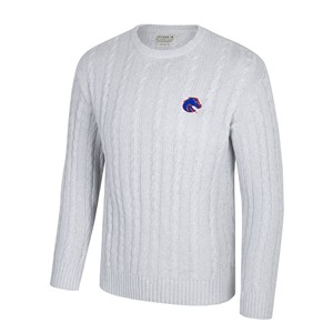 Boise State Cable Knit Sweater - Left Chest Logo by Uscape -  ash