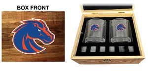 Boise State Rocks Glass Set - Bronco Logo by Fanatic Group - main view