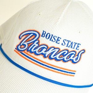 Boise State Cap - Wordmark Over Bold Script Broncos Royal Rope Ivory Corduroy by Legacy Athletic -  1