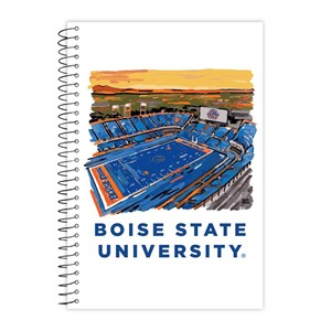 Boise State Spiral Notebook - Stylized Football Stadium by Justin Patten - main view