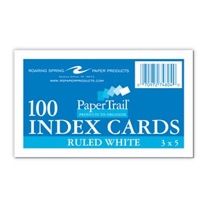 Roaring Spring Paper Products PaperTrail Ruled White Index Cards 3 in. x 5 in., 100 Count - main view
