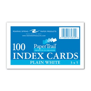 Roaring Spring Paper Products PaperTrail Plain White Index Cards 3 in. x 5 in., 100 Count - main view