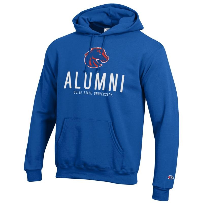 Boise State Alumni Hoodie - Bronco Logo Over Wordmark by Champion (SKU 13440787656) Boise State Alumni Hoodie - Bronco Logo Over Wordmark by Champion - main view