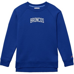 Boise State Women’s Crewneck Sweatshirt - Arched Broncos Royal Blue by League Collegiate Wear - main view