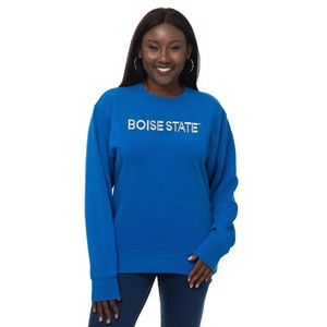 Boise State Women’s Crewneck - Silver Embroidery Royal Blue by ZooZatz - main view