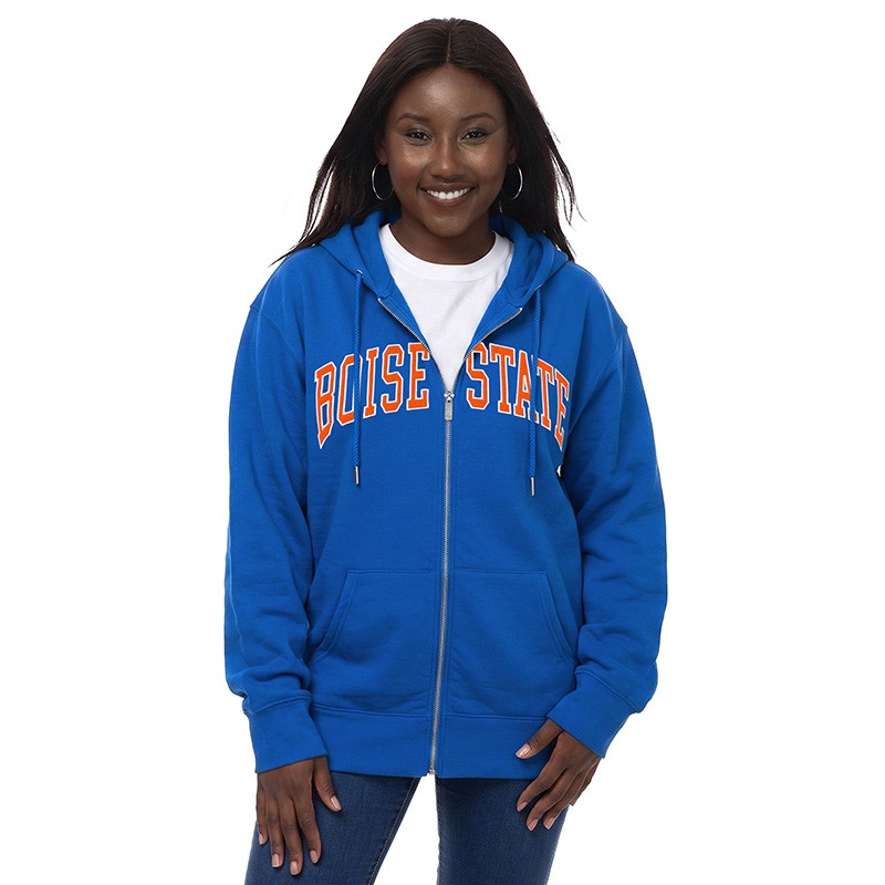 Boise State Women’s Full-Zip Hoodie - Wordmark Across Zipper by ZooZatz (SKU 13461942656) Boise State Women’s Full-Zip Hoodie - Wordmark Across Zipper by ZooZatz - main view