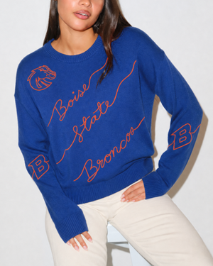 Boise State Women’s Sweater - Love Letter Royal Blue by KADYLUXE - main view
