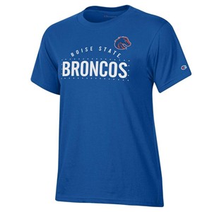 Boise State Women’s T-Shirt - Logo Over Arch Broncos Royal Blue by Champion - main view