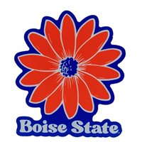 Boise State Decal Blue And Orange Flower Over Wordmark