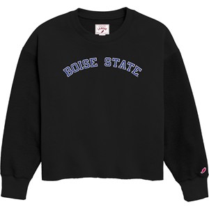 Boise State Women’s Crewneck - Reverse Fleece Arch Black by League - main view