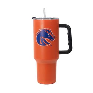 Boise State 40 oz Powder-Coat Tumbler with Handle, Bronco Logo by Logo Brands -  orange