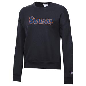 Boise State Women’s Crew - Glitter Script Broncos by Champion, Black