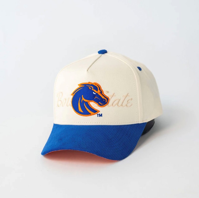 Boise State Cap - Bronco Logo Script Cream and Royal Blue by Woodn Grail (SKU 13471880632) Boise State Cap - Bronco Logo Script Cream and Royal Blue by Woodn Grail - main view