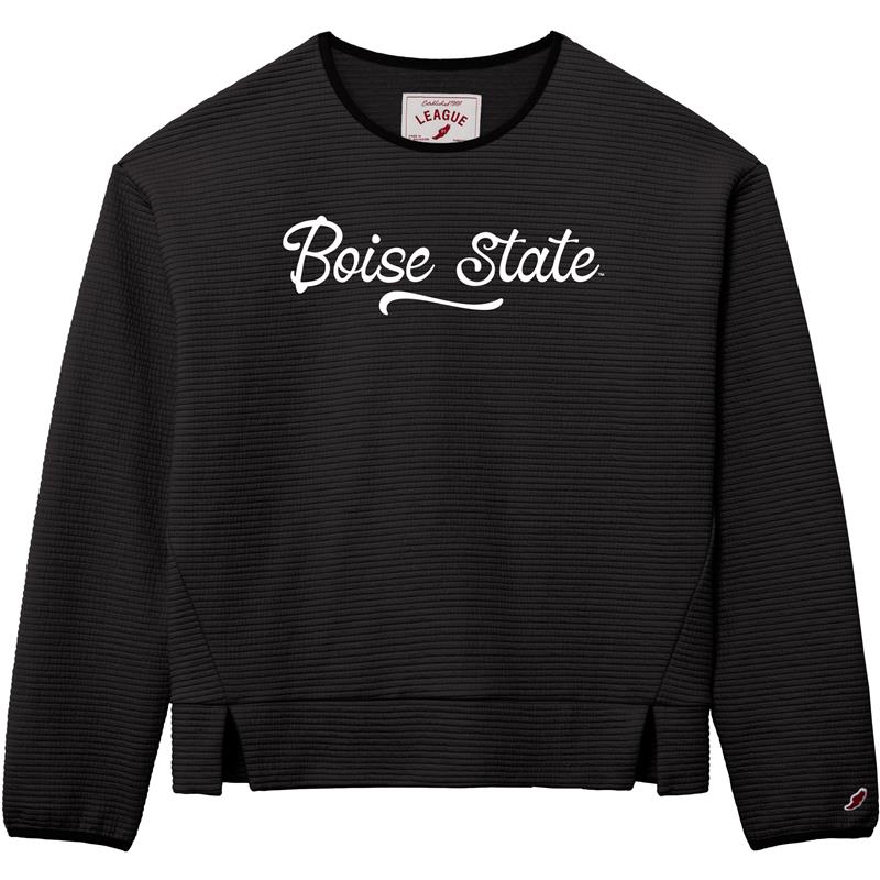 Boise State Women’s Crewneck Sweatshirt - Script Wordmark Front by League Collegiate Wear (SKU 13439163531) Boise State Women’s Crewneck Sweatshirt - Script Wordmark Front by League Collegiate Wear - main view