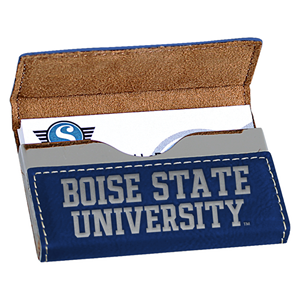 Image of BOISE STATE BUSINESS CARD CASE WITH BOISE STATE UNIVERSITY WORDMARK -  royalsilver
