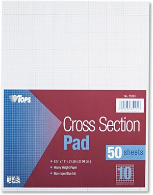 TOPS Cross Section Pad 10 Squares Per Inch 8.5 in. x 11 in., 50 Sheets - main view