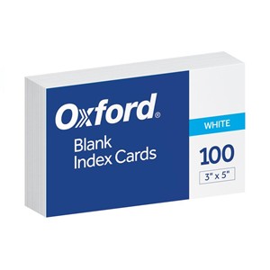 Oxford Blank White Index Cards 3 in. x 5 in., 100 Count - main view