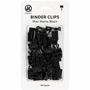 U Brands Mini Binder Clips, Matte Black, 40-Count - main view