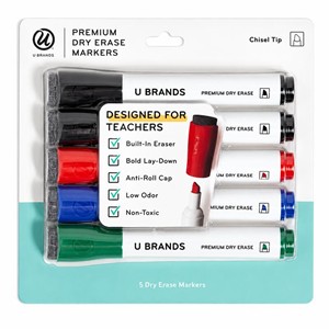 U Brands Premium Dry Erase Markers, Chisel Tip, 5-Pack - main view