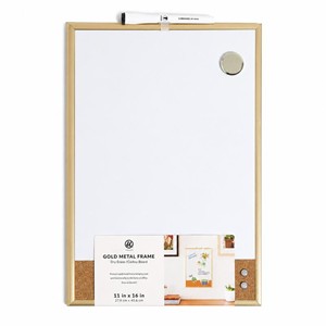 U Brands Gold Frame Magnetic Dry Erase and Cork Combo Board, 11 in x 16 in - main view
