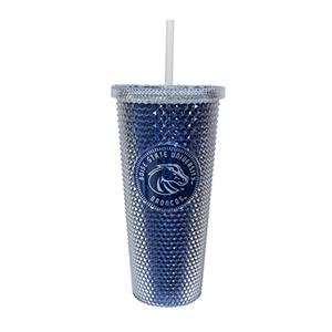 Image of BOISE STATE TUMBLER STUDDED METALLIC W/STRAW -  blue