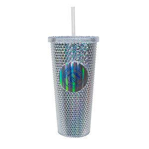 Image of BOISE STATE TUMBLER STUDDED METALLIC W/STRAW -  iridescent
