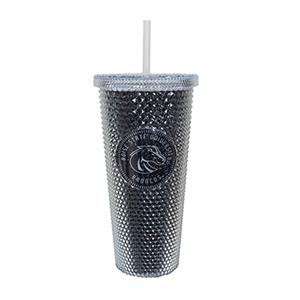 Image of BOISE STATE TUMBLER STUDDED METALLIC W/STRAW -  smoke