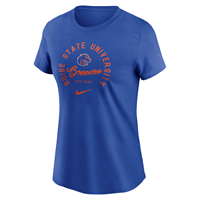 Image of BOISE STATE WOMEN TEE ARCH  BOISE STATE LOGO SCRIPT BRONCOS COTTON -  royal