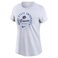 Image of BOISE STATE WOMEN TEE ARCH  BOISE STATE LOGO SCRIPT BRONCOS COTTON -  white
