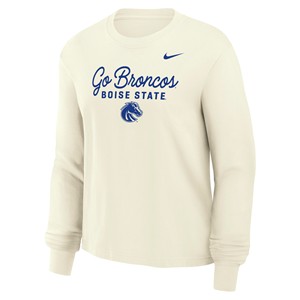 Boise State Women’s Long Sleeve T-Shirt - Go Broncos Wordmark Sail by Nike - main view