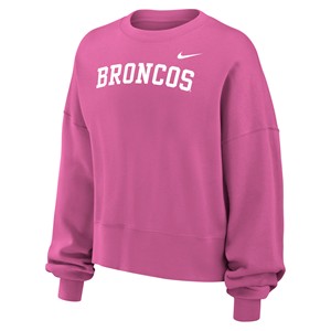 Boise State Women’s Crewneck - Broncos Wordmark Swoosh Pink by Nike - main view
