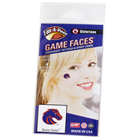 Boise State Face Tattoo Waterless Full Color Bronco