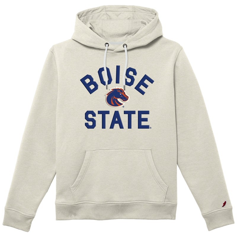 Boise State Hoodie - Arch Over Logo Oatmeal Heather by League (SKU 13480127658) Boise State Hoodie - Arch Over Logo Oatmeal Heather by League - main view