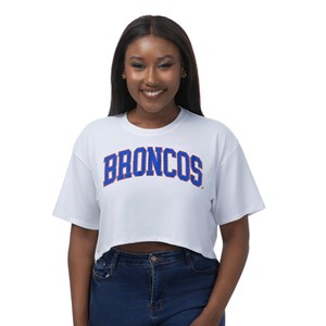 Boise State Women's Crop T-Shirt - Arch Broncos by ZooZatz - main view