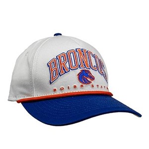Boise State Cap - Youth Arch Broncos Over Logo Snap White and Royal Blue by New Era - main view