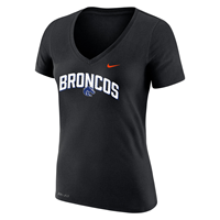 Image of BOISE STATE WOMEN TEE VNECK DRI-FIT COTTON LEFT CHEST -  black