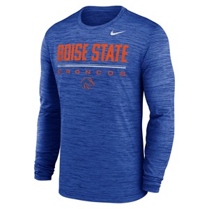 Boise State Long Sleeve T-Shirt - Wordmark Over Line and Broncos by Nike -  royal