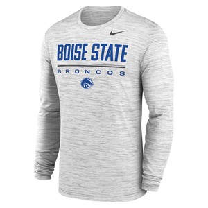 Boise State Long Sleeve T-Shirt - Wordmark Over Line and Broncos by Nike -  white