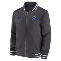 Image of Boise State Jacket Bomber Full Zip White Stripe Collar Cuff Waist Nike