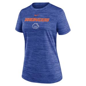 Image of BOISE STATE WOMEN TEE BRONCOS OVER LOGO VELOCITY NIKE -  royal