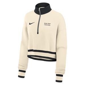 Image of Boise State Women’s Quarter-Zip Cropped Crew - Minimal Wordmark by Nike