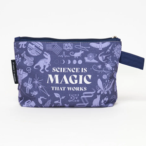 Image of Cognitive Surplus Pencil Bag – “Science Is Magic That Works” (Recycled Cotton, Violet)