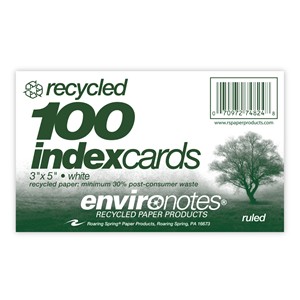 Roaring Spring Paper Products Environotes Recycled Ruled White Index Cards 3 in. x 5 in., 100 Count - main view
